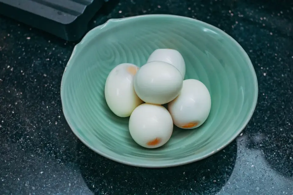 Dog eating from a bowl at home