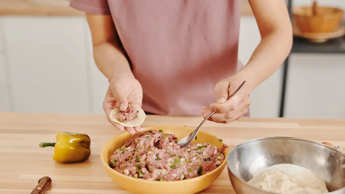 Dog owner preparing a meal