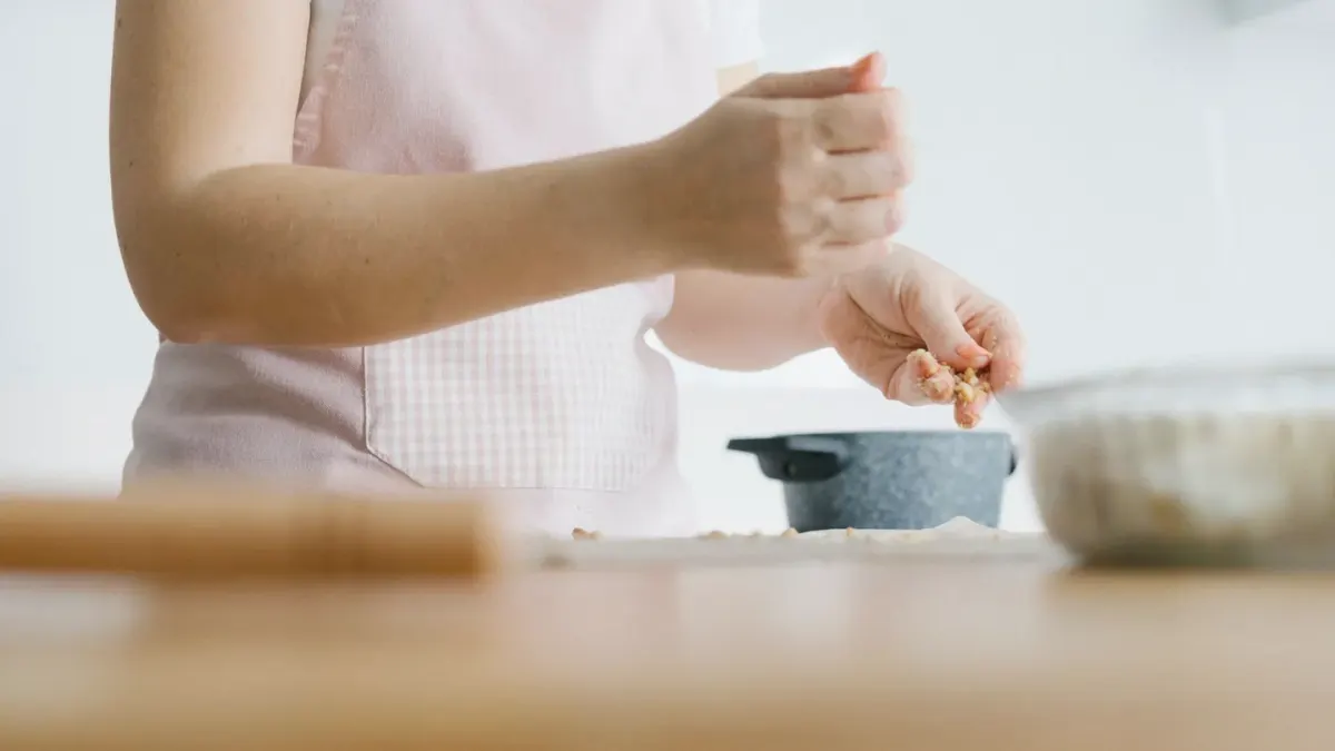 Dog owner preparing a meal