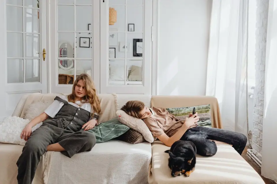 Dog resting at home