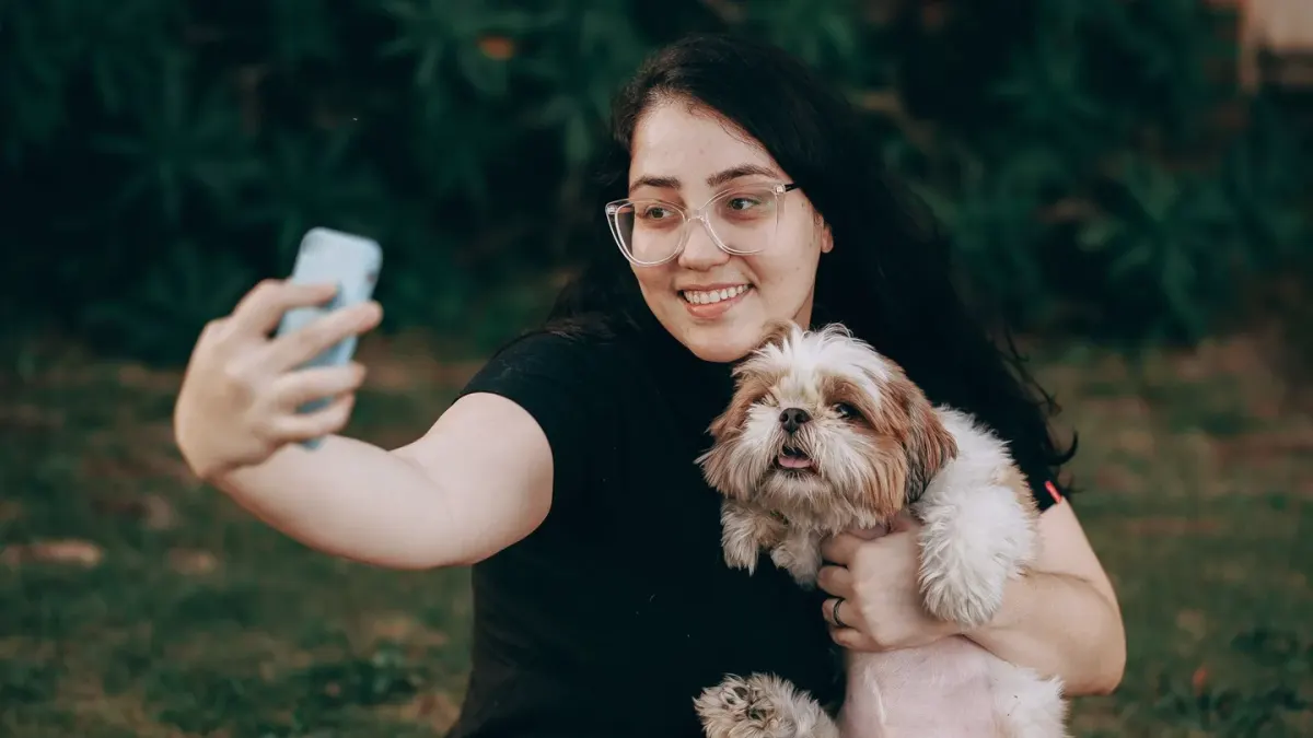 Dog with an owner at home